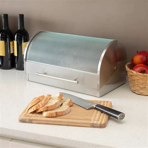 home it stainless steel bread box|brushed stainless steel bread box.